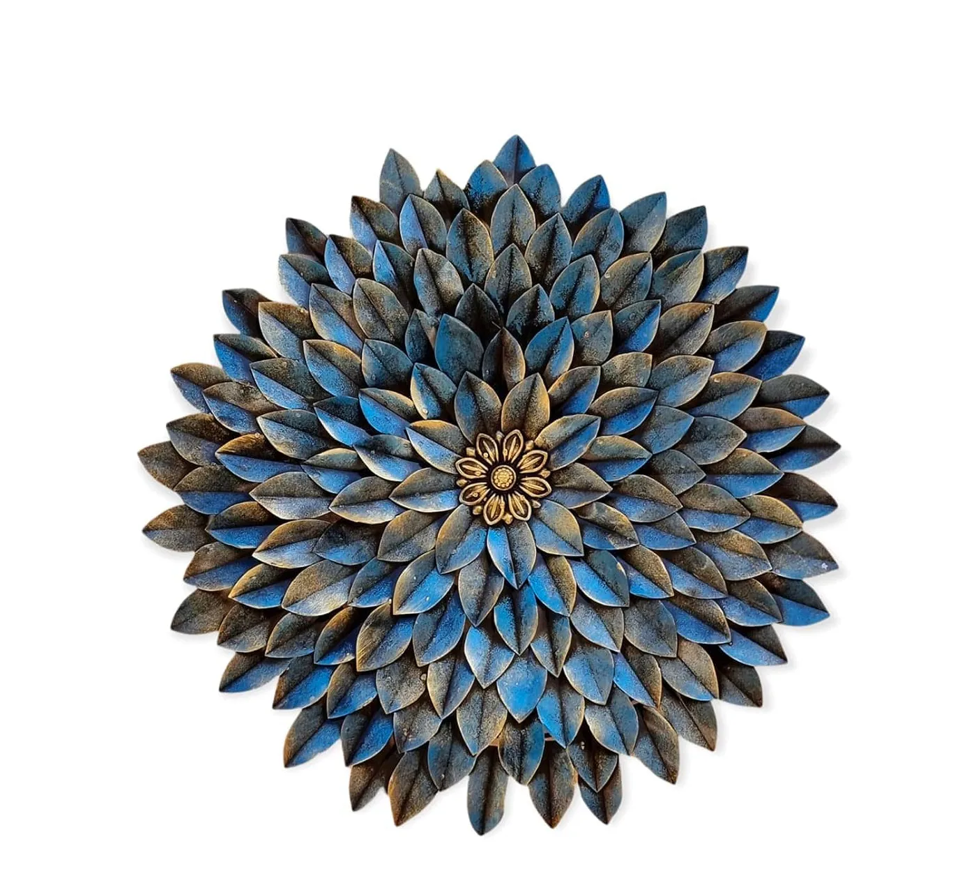 Layered-Petal 3D Flower Wall Art — 24 in, Blue